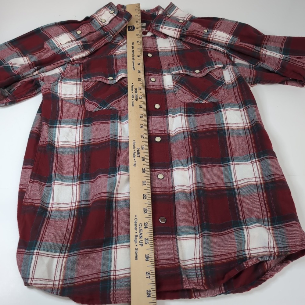 Ariat Retro Fit Flannel Men's Small Plaid‎ Hillsboro Pearl Snap Long Sleeve - Picture 2 of 7